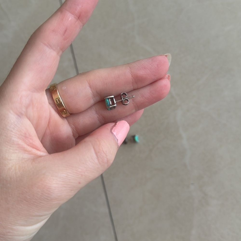 925 Silver Moonstone Stud Earrings - image 3